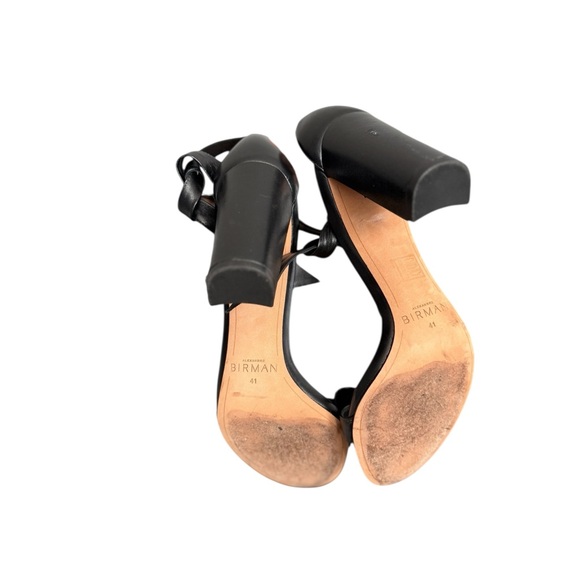 ALEXANDRE BIRMAN Clarita 90 Black Bow Leather Ankle Tie Open Toe Heels - Picture 6 of 9